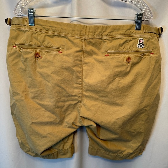 Psycho Bunny Size 38 Classic Chino Shorts Dark Khaki Tan 9" Inseam - Picture 7 of 10
